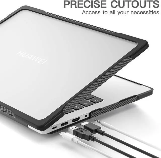 Alt view image 4 of 7 - BONAEVER for Huawei MateBook D14 / D14SE 2023 2024 Case Heavy Duty Rugged Full Shockproof Protective Cover, Dual Layer Laptop Transparent Hard Shell Case with TPU Frame Clear