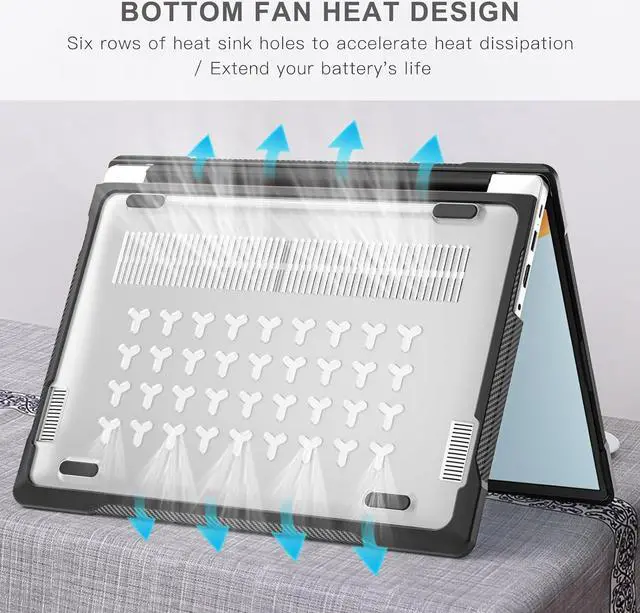 Alt view image 3 of 7 - BONAEVER for Huawei MateBook D14 / D14SE 2023 2024 Case Heavy Duty Rugged Full Shockproof Protective Cover, Dual Layer Laptop Transparent Hard Shell Case with TPU Frame Clear