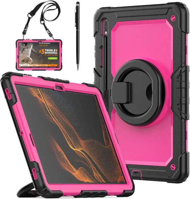 Main image of BONAEVER Case for 12.4 inch Samsung Galaxy Tab S8 Plus 2022/ S7 FE 2021/ S7 Plus 2020 Protective Cover with Screen Protector Pen Holder Hand/Shoulder Strap Stylus Pen Rose Red