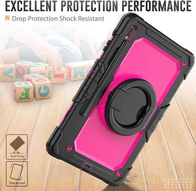 Alt view image 3 of 7 - BONAEVER Case for 12.4 inch Samsung Galaxy Tab S8 Plus 2022/ S7 FE 2021/ S7 Plus 2020 Protective Cover with Screen Protector Pen Holder Hand/Shoulder Strap Stylus Pen Rose Red