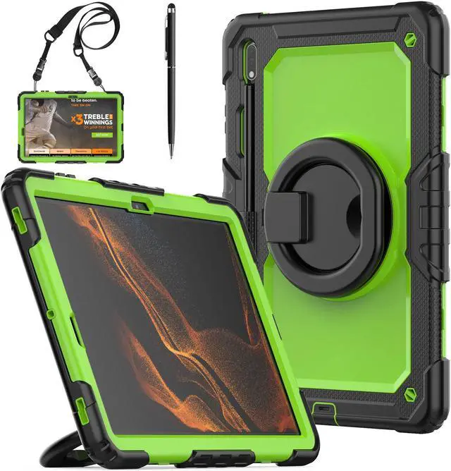 Main image of BONAEVER Case for 12.4 inch Samsung Galaxy Tab S8 Plus 2022/ S7 FE 2021/ S7 Plus 2020 Protective Cover with Screen Protector Pen Holder Hand/Shoulder Strap Stylus Pen Green