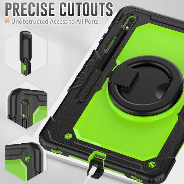 Alt view image 6 of 7 - BONAEVER Case for 12.4 inch Samsung Galaxy Tab S8 Plus 2022/ S7 FE 2021/ S7 Plus 2020 Protective Cover with Screen Protector Pen Holder Hand/Shoulder Strap Stylus Pen Green