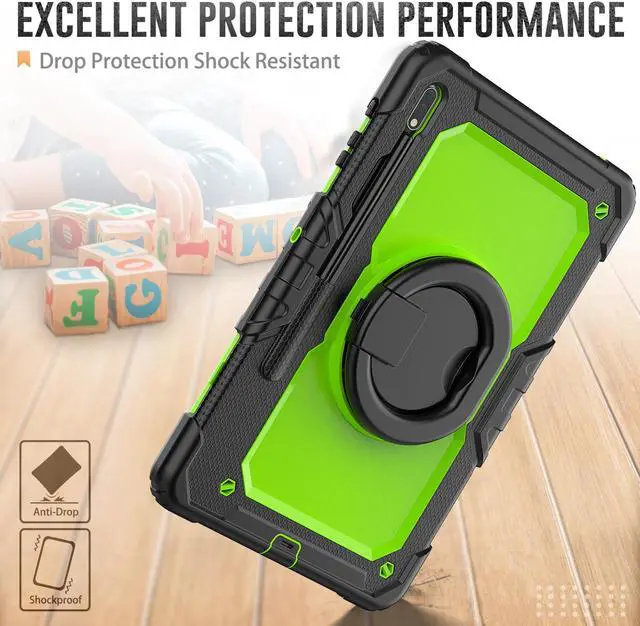 Alt view image 3 of 7 - BONAEVER Case for 12.4 inch Samsung Galaxy Tab S8 Plus 2022/ S7 FE 2021/ S7 Plus 2020 Protective Cover with Screen Protector Pen Holder Hand/Shoulder Strap Stylus Pen Green