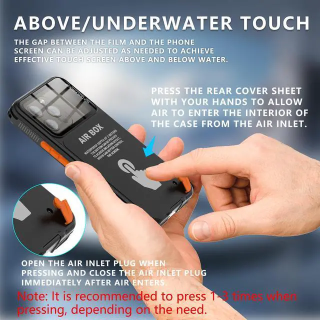 Alt view image 4 of 7 - Waterproof Case for iPhone 15 15 Pro 14 14 Pro 13 13 Pro 12 12 Pro 6.1 inch [Built-in Screen Protector] [Full Body Shockproof] [IP68 Underwater] [Dustproof] [Dropproof] Protective Phone Cover