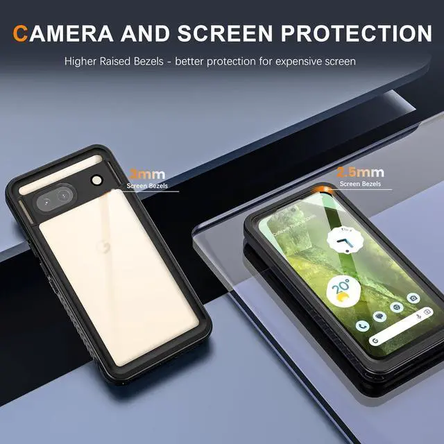 Alt view image 5 of 7 - for Google Pixel 8A Case, Pixel 8A Case Waterproof with Built-in Screen Protector, Full Body Sealed, Heavy Duty Shockproof Dustproof Snowproof Clear Phone Case for Pixel 8A - Black