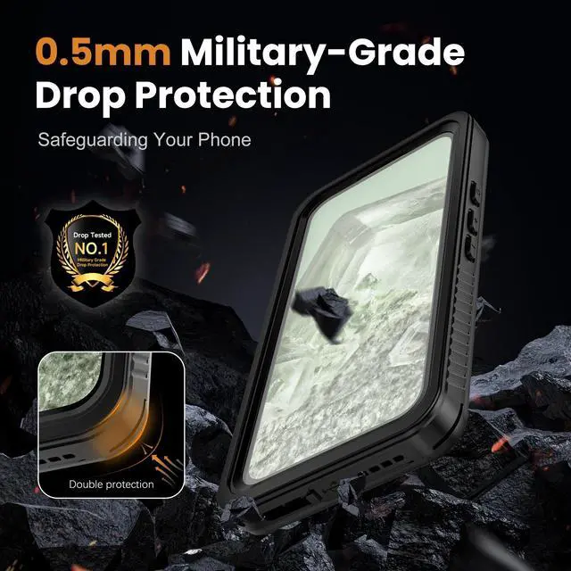 Alt view image 3 of 7 - for Google Pixel 8A Case Waterproof Pixel 8A Case with Built-in Screen Camera Protector 360° Protection Du Sandproof Shockproof Anti-Scratch Case for Pixel 8A 6.1" -Black