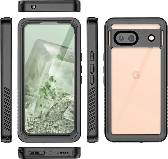 Alt view image 7 of 7 - for Google Pixel 8A Case Waterproof Pixel 8A Case with Built-in Screen Camera Protector 360° Protection Du Sandproof Shockproof Anti-Scratch Case for Pixel 8A 6.1" -Black