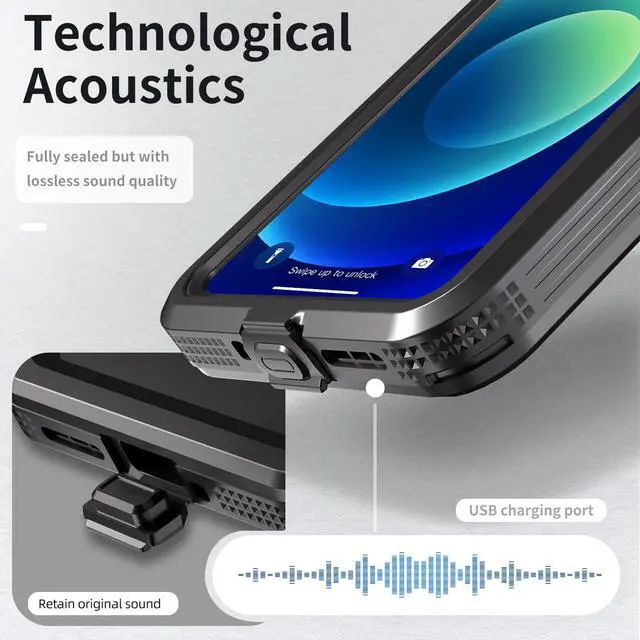 Alt view image 5 of 7 - Waterproof Case for Xiaomi Redmi Note 13 5G, IP68 Waterproof 360 Degree Protection Protective Cover Shockproof Cover with Built-in Screen Protector