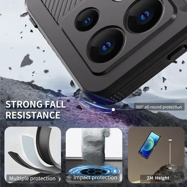 Alt view image 2 of 7 - Waterproof Case for Xiaomi Redmi Note 13 5G, IP68 Waterproof 360 Degree Protection Protective Cover Shockproof Cover with Built-in Screen Protector