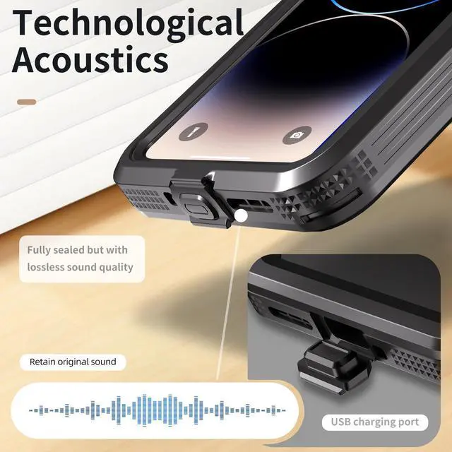 Alt view image 6 of 7 - Waterproof Case for Xiaomi Redmi Note 13 Pro 5G, IP68 Waterproof 360 Degree Protection Protective Cover Shockproof Cover with Built-in Screen Protector