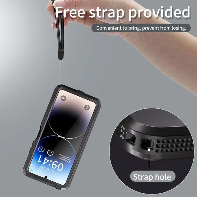 Alt view image 7 of 7 - Waterproof Case for Xiaomi Redmi Note 13 Pro 5G, IP68 Waterproof 360 Degree Protection Protective Cover Shockproof Cover with Built-in Screen Protector