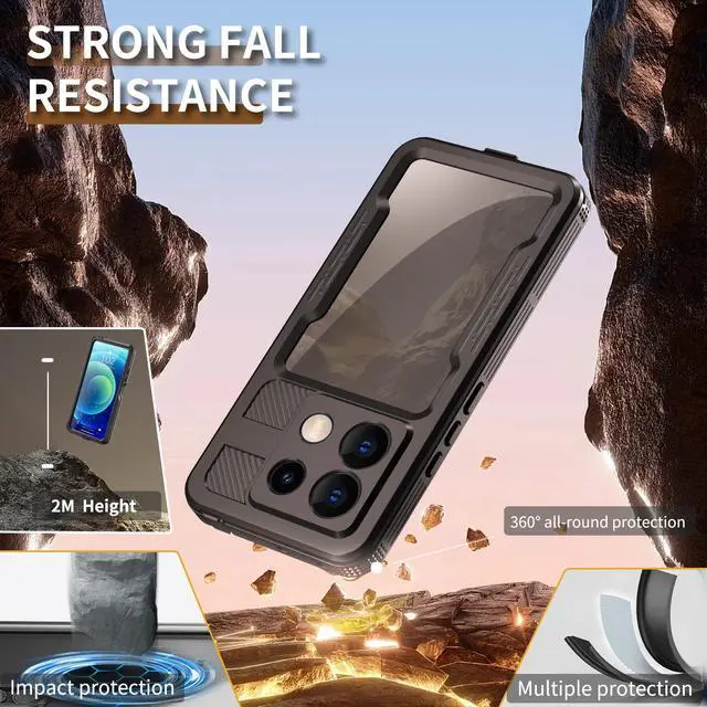 Alt view image 2 of 7 - Waterproof Case for Xiaomi Redmi Note 13 Pro 5G, IP68 Waterproof 360 Degree Protection Protective Cover Shockproof Cover with Built-in Screen Protector