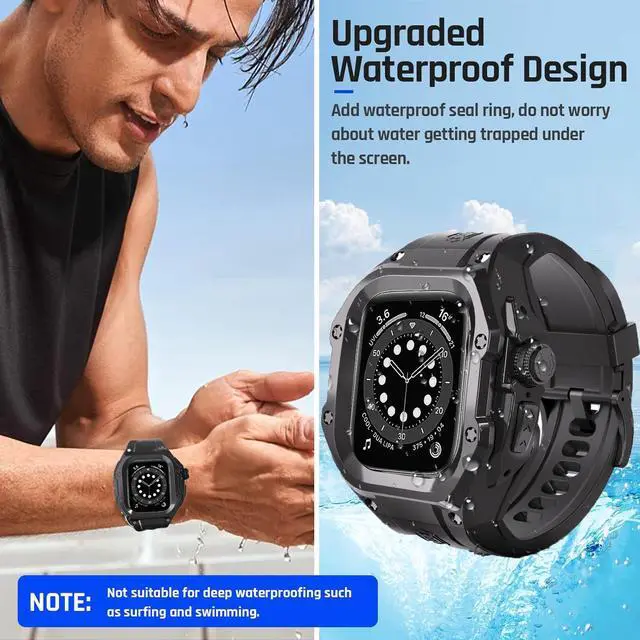 Alt view image 5 of 7 - Waterproof Case with Band for Apple Watch Ultra 2 / Ultra 1 49mm, Water Proof Full Body Rugged Cover with Screen Protector for Apple Watch Ultra 2 / Ultra1 49mm