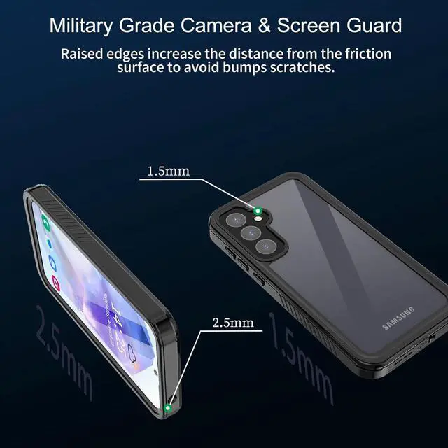 Alt view image 4 of 7 - Samsung Galaxy A55 5G Case Waterproof, Galaxy A55 5G Phone Case with Built-in Screen Protector - Shockproof Dustproof Rugged Full Body Protective Cover for Samsung A55 5G Case 6.5", Black