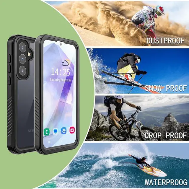 Alt view image 7 of 7 - Samsung Galaxy A55 5G Case Waterproof, Galaxy A55 5G Phone Case with Built-in Screen Protector - Shockproof Dustproof Rugged Full Body Protective Cover for Samsung A55 5G Case 6.5", Black