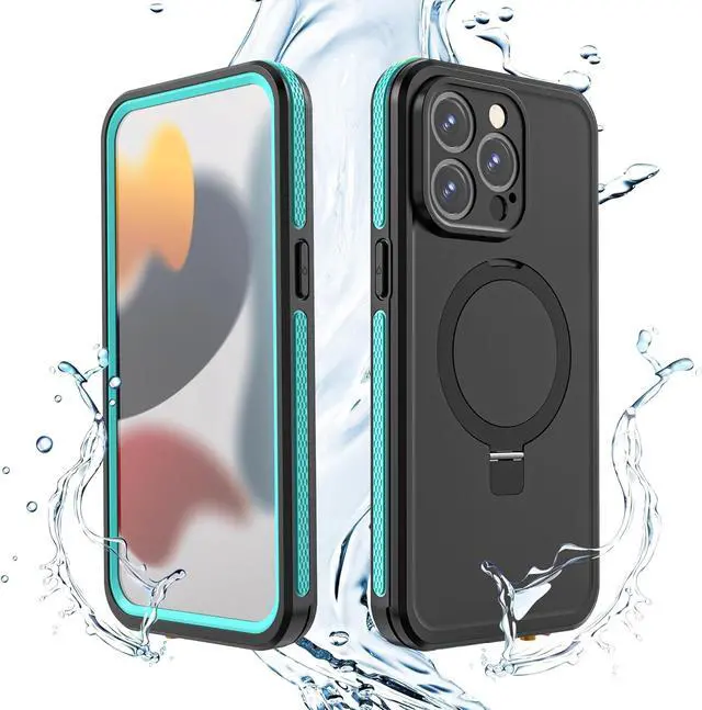Main image of for iPhone 15 Pro Max Waterproof Case with Stand Compatible with MagSafe, Full Body Magnetic IP69 Underwater Case Built-in Screen Protector Military Grade Shockproof Case for Men Women Blue