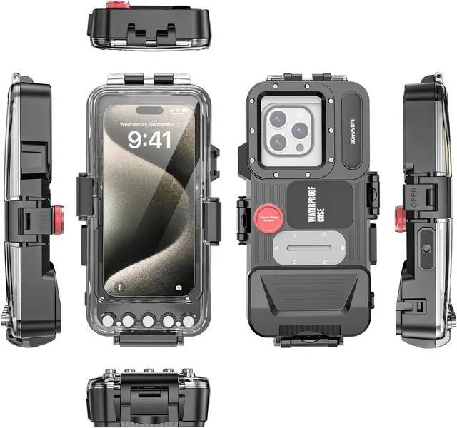 Alt view image 7 of 7 - Professional Snorkeling Diving Waterproof Phone Case, Bluetooth Connection, Underwater 98FT/30M Photo & Video Protective Housing ShockProof Phone Cover for iPhone Samsung LG Huawei etc