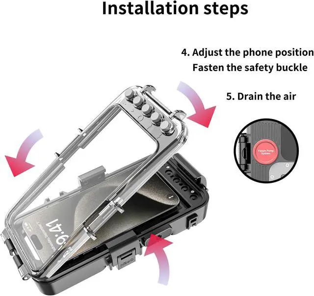 Alt view image 4 of 7 - Professional Snorkeling Diving Waterproof Phone Case, Bluetooth Connection, Underwater 98FT/30M Photo & Video Protective Housing ShockProof Phone Cover for iPhone Samsung LG Huawei etc