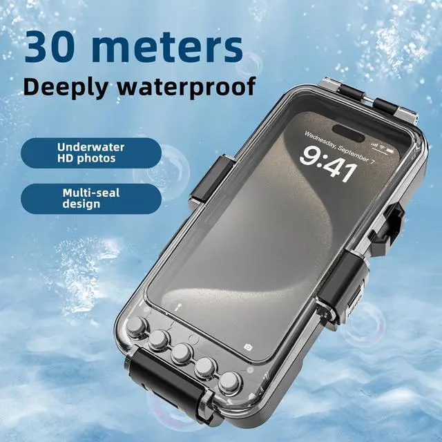 Alt view image 2 of 7 - Professional Snorkeling Diving Waterproof Phone Case, Bluetooth Connection, Underwater 98FT/30M Photo & Video Protective Housing ShockProof Phone Cover for iPhone Samsung LG Huawei etc