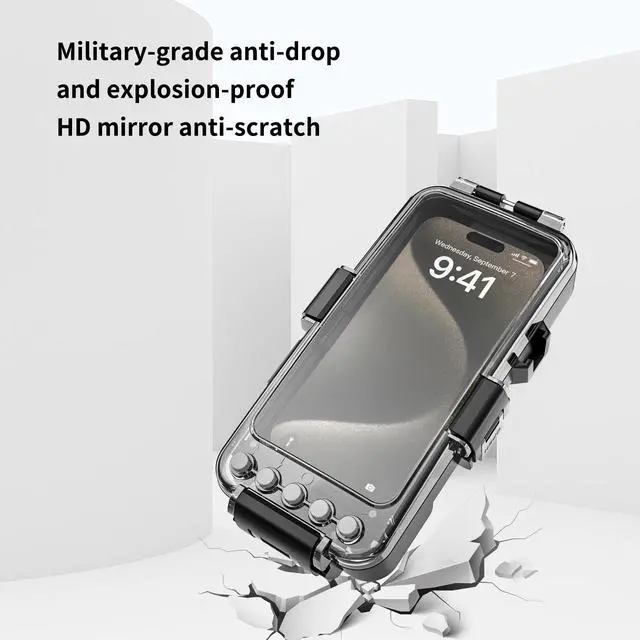 Alt view image 6 of 7 - Professional Snorkeling Diving Waterproof Phone Case, Bluetooth Connection, Underwater 98FT/30M Photo & Video Protective Housing ShockProof Phone Cover for iPhone Samsung LG Huawei etc