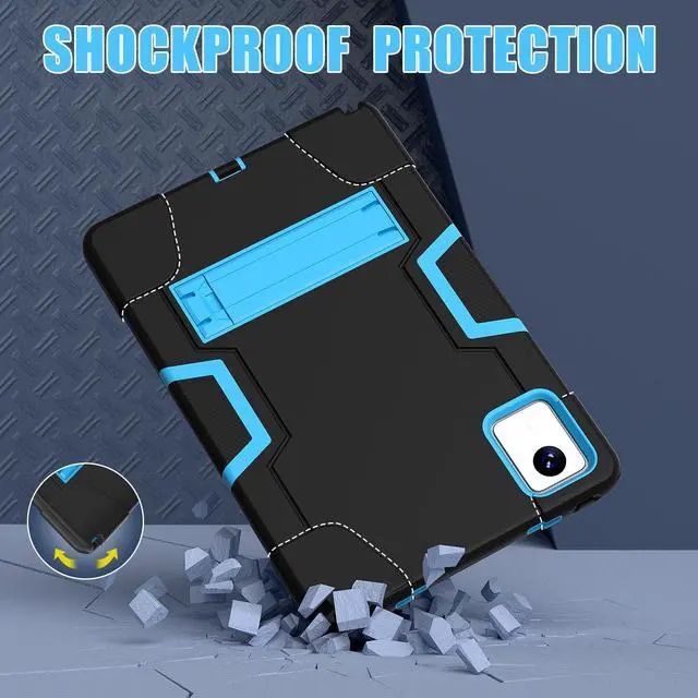 Alt view image 5 of 6 - Protective Case for Lenovo Tab M11 11 inch 2024 Model TB330FU TB330XU TB-331FC Heavy Duty Full Body Rugged Cover with Stand, Stylus Pen Blue