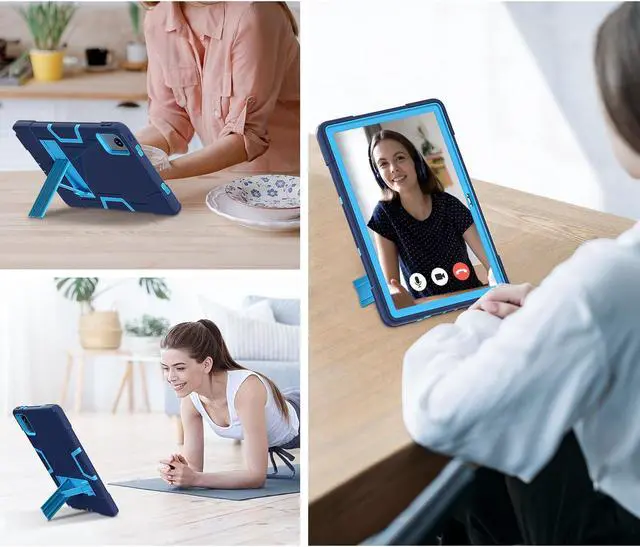 Alt view image 6 of 7 - Protective Case for Lenovo Tab M11 11 inch 2024 Model TB330FU TB330XU TB-331FC Heavy Duty Full Body Rugged Cover with Stand, Stylus Pen Navy Blue