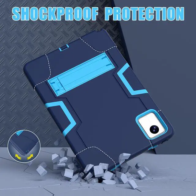 Alt view image 2 of 7 - Protective Case for Lenovo Tab M11 11 inch 2024 Model TB330FU TB330XU TB-331FC Heavy Duty Full Body Rugged Cover with Stand, Stylus Pen Navy Blue