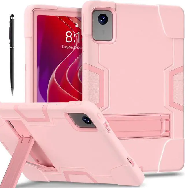 Main image of Protective Case for Lenovo Tab M11 11 inch 2024 Model TB330FU TB330XU TB-331FC Heavy Duty Full Body Rugged Cover with Stand, Stylus Pen Rose Gold