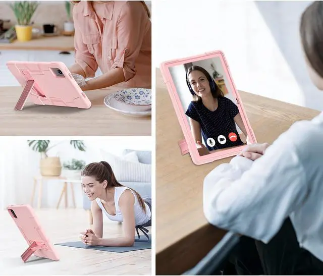 Alt view image 7 of 7 - Protective Case for Lenovo Tab M11 11 inch 2024 Model TB330FU TB330XU TB-331FC Heavy Duty Full Body Rugged Cover with Stand, Stylus Pen Rose Gold