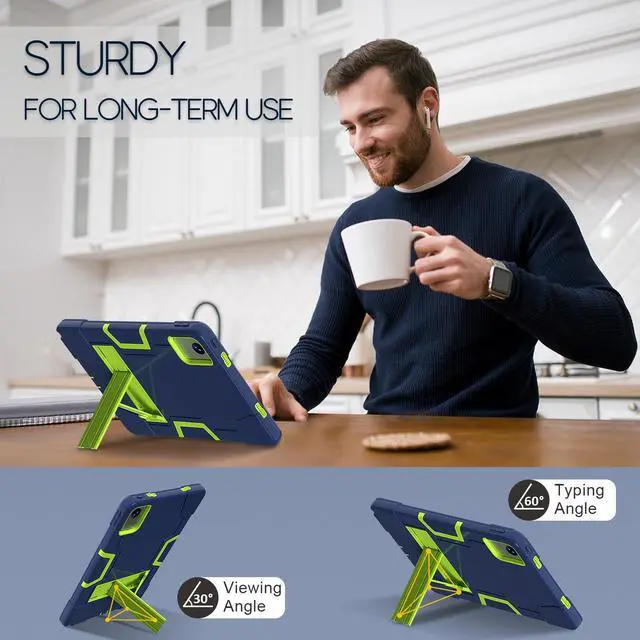 Alt view image 2 of 7 - Protective Case for Lenovo Tab M11 11 inch 2024 Model TB330FU TB330XU TB-331FC Heavy Duty Full Body Rugged Cover with Stand, Stylus Pen Green