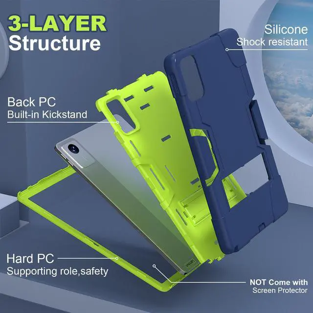 Alt view image 6 of 7 - Protective Case for Lenovo Tab M11 11 inch 2024 Model TB330FU TB330XU TB-331FC Heavy Duty Full Body Rugged Cover with Stand, Stylus Pen Green