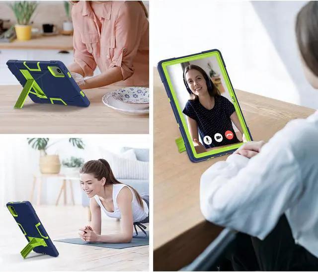 Alt view image 3 of 7 - Protective Case for Lenovo Tab M11 11 inch 2024 Model TB330FU TB330XU TB-331FC Heavy Duty Full Body Rugged Cover with Stand, Stylus Pen Green