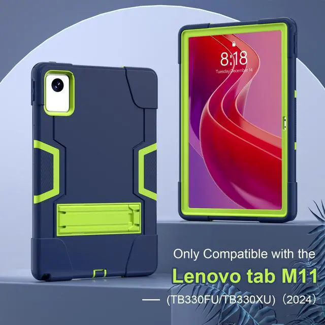 Alt view image 5 of 7 - Protective Case for Lenovo Tab M11 11 inch 2024 Model TB330FU TB330XU TB-331FC Heavy Duty Full Body Rugged Cover with Stand, Stylus Pen Green