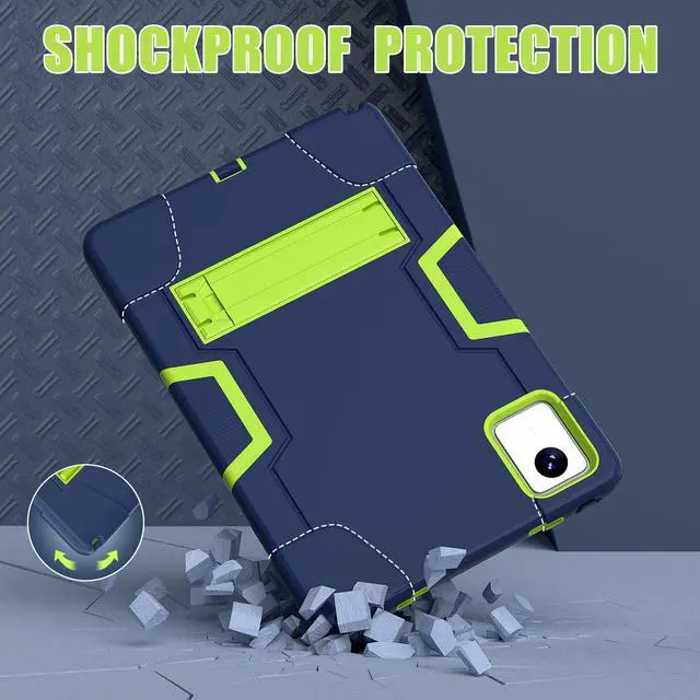 Alt view image 4 of 7 - Protective Case for Lenovo Tab M11 11 inch 2024 Model TB330FU TB330XU TB-331FC Heavy Duty Full Body Rugged Cover with Stand, Stylus Pen Green
