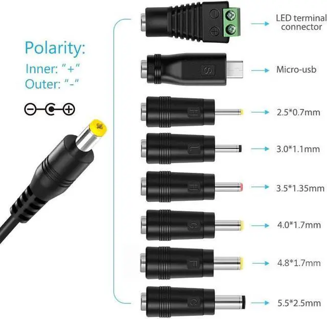 Alt view image 6 of 7 - Universal AC/DC Adapter 30W Switching Power Supply 3V to 12V W/USB Port & 8 Selectable 8 Adapter Plugs for Household Electronics LED Strips Tablets Webcams Speakers USB Hubs and More