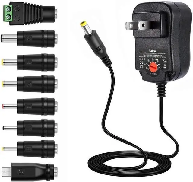 Main image of Universal AC/DC Adapter 30W Switching Power Supply 3V to 12V W/USB Port & 8 Selectable 8 Adapter Plugs for Household Electronics LED Strips Tablets Webcams Speakers USB Hubs and More