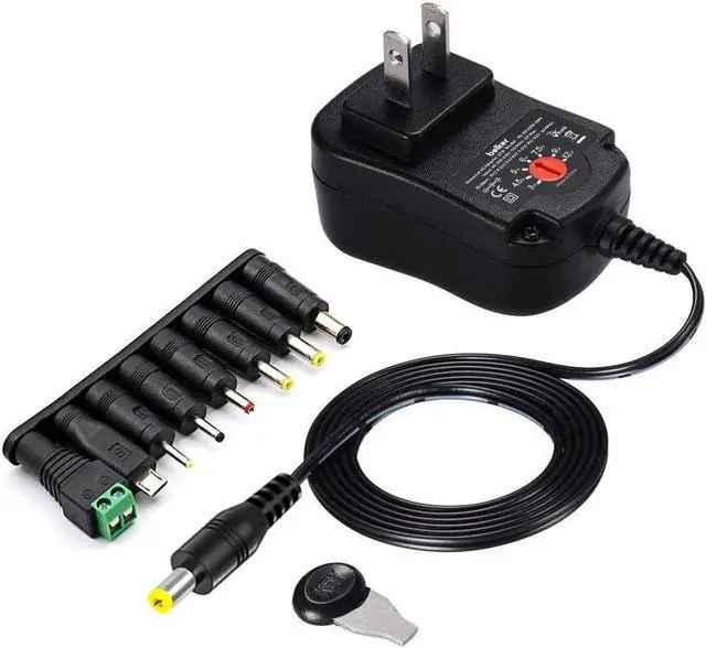 Alt view image 7 of 7 - Universal AC/DC Adapter 30W Switching Power Supply 3V to 12V W/USB Port & 8 Selectable 8 Adapter Plugs for Household Electronics LED Strips Tablets Webcams Speakers USB Hubs and More