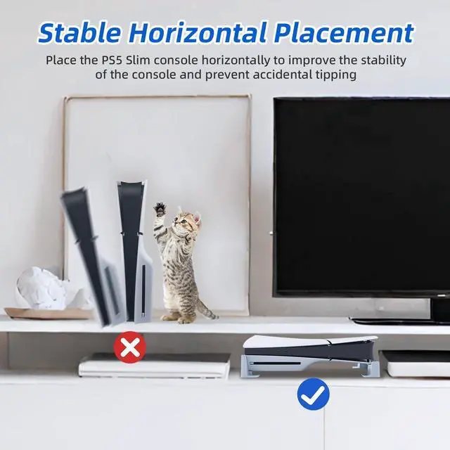 Alt view image 5 of 7 - Horizontal Stand for PS5 Slim Console Only, Base Stand Accessories Compatible with Playstation 5 Slim Digital & Ultra-HD Edition Console - White