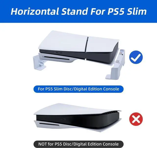 Alt view image 4 of 7 - Horizontal Stand for PS5 Slim Console Only, Base Stand Accessories Compatible with Playstation 5 Slim Digital & Ultra-HD Edition Console - White