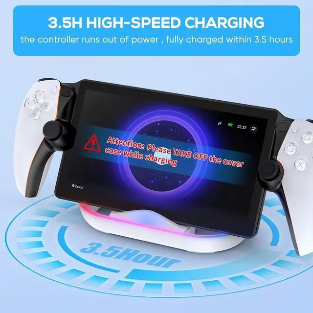 Alt view image 3 of 7 - Charging Dock Station for Playstation Portal, Charger Stand for Ps Portal with RGB Light and USB C Charging Cable, Handheld Stand Holder for Playstation Portal