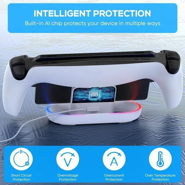 Alt view image 6 of 7 - Charging Dock Station for Playstation Portal, Charger Stand for Ps Portal with RGB Light and USB C Charging Cable, Handheld Stand Holder for Playstation Portal