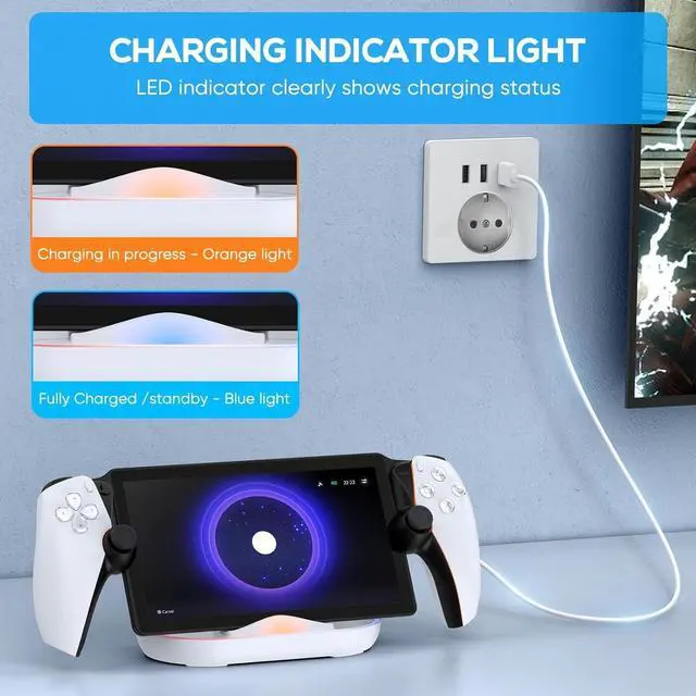 Alt view image 2 of 7 - Charging Dock Station for Playstation Portal, Charger Stand for Ps Portal with RGB Light and USB C Charging Cable, Handheld Stand Holder for Playstation Portal