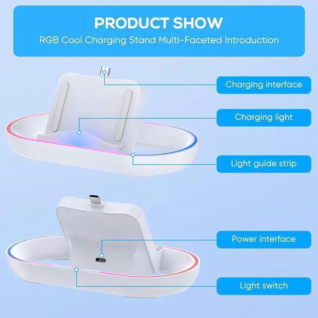 Alt view image 5 of 7 - Charging Dock Station for Playstation Portal, Charger Stand for Ps Portal with RGB Light and USB C Charging Cable, Handheld Stand Holder for Playstation Portal