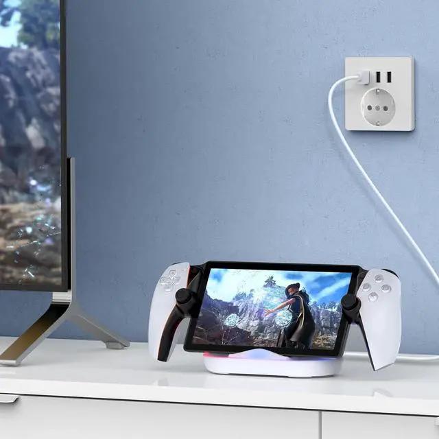 Alt view image 4 of 7 - Charging Dock Station for Playstation Portal, Charger Stand for Ps Portal with RGB Light and USB C Charging Cable, Handheld Stand Holder for Playstation Portal
