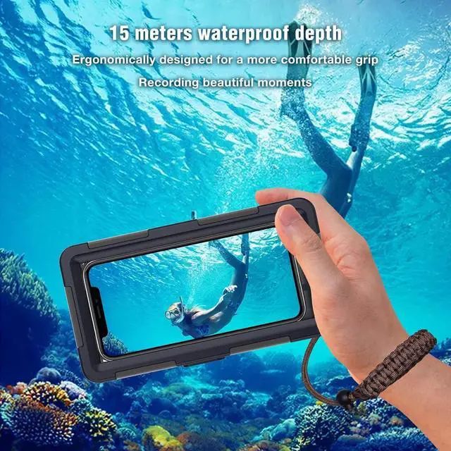 Alt view image 2 of 6 - BONAEVER Universal Waterproof Phone Case for Snorkeling & Diving [50ft/15m] Underwater Photography Video Protection Case with Lanyard for iPhone 15/14/ 13/12/ 11/ Pro Max Samsung Galaxy LG Google etc
