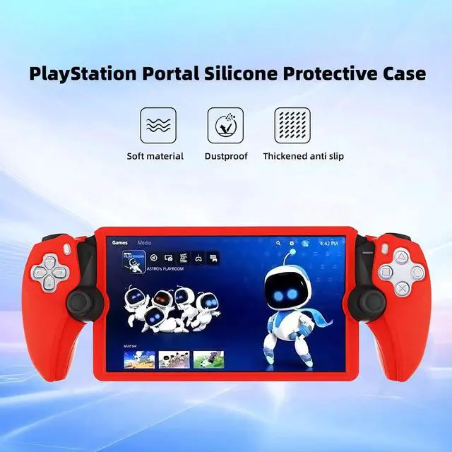 Alt view image 7 of 7 - PS5 Portal Silicone Protective Case, Soft Protective Skin Cover Case for PS5 Portal Remote Player with Ergonomic Grip, Shockproof Anti-Scratch Red