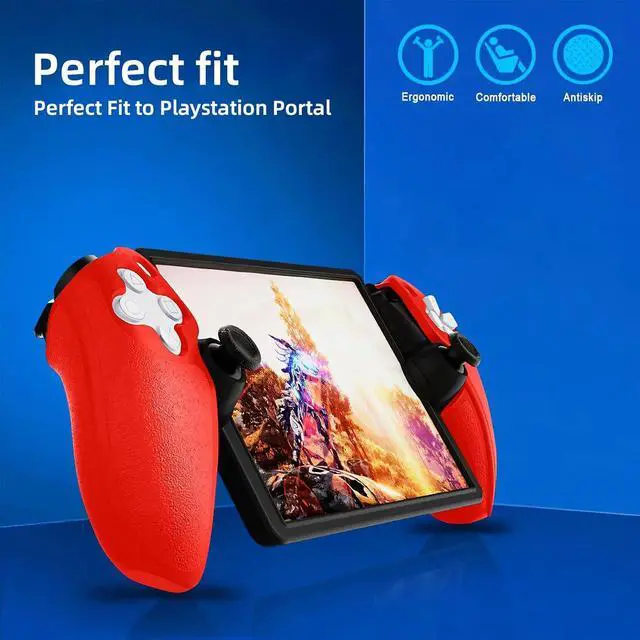 Alt view image 6 of 7 - PS5 Portal Silicone Protective Case, Soft Protective Skin Cover Case for PS5 Portal Remote Player with Ergonomic Grip, Shockproof Anti-Scratch Red