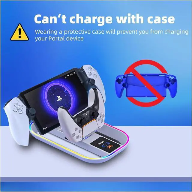 Alt view image 7 of 7 - PS5 Portal Charging Station for Playstation Portal Remote Player and PS5 Controller with Charging Cable and RGB Light, Charge Stand Holder Accessories for Playstation Portal