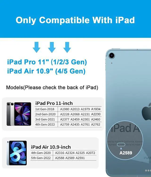 Alt view image 2 of 7 - Keyboard Case for iPad Air 5th/4th Generation 10.9 inch 2022/2020, iPad Pro 11 4th/3rd/2nd/1st Gen, Wireless Bluetooth Magnetic iPad Keyboard Case with Detachable Pencil Holder, Trackpad, RGB Backlit