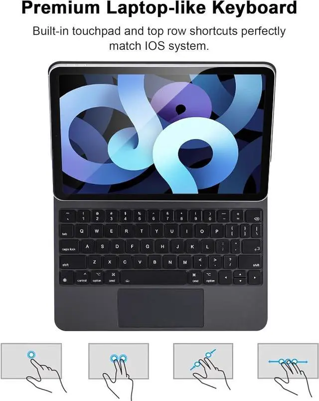 Alt view image 6 of 7 - Keyboard Case for iPad Air 5th/4th Generation 10.9 inch 2022/2020, iPad Pro 11 4th/3rd/2nd/1st Gen, Wireless Bluetooth Magnetic iPad Keyboard Case with Detachable Pencil Holder, Trackpad, RGB Backlit